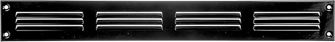 Repa Market Air Vent Cover 16x2 Inch (Outer Dimensions) Black Galvanized Steel Louvered Grill Cover with Mesh Screen/Wall or Ceiling Vent/HVAC Register for Indoor and Outdoor Ventilation