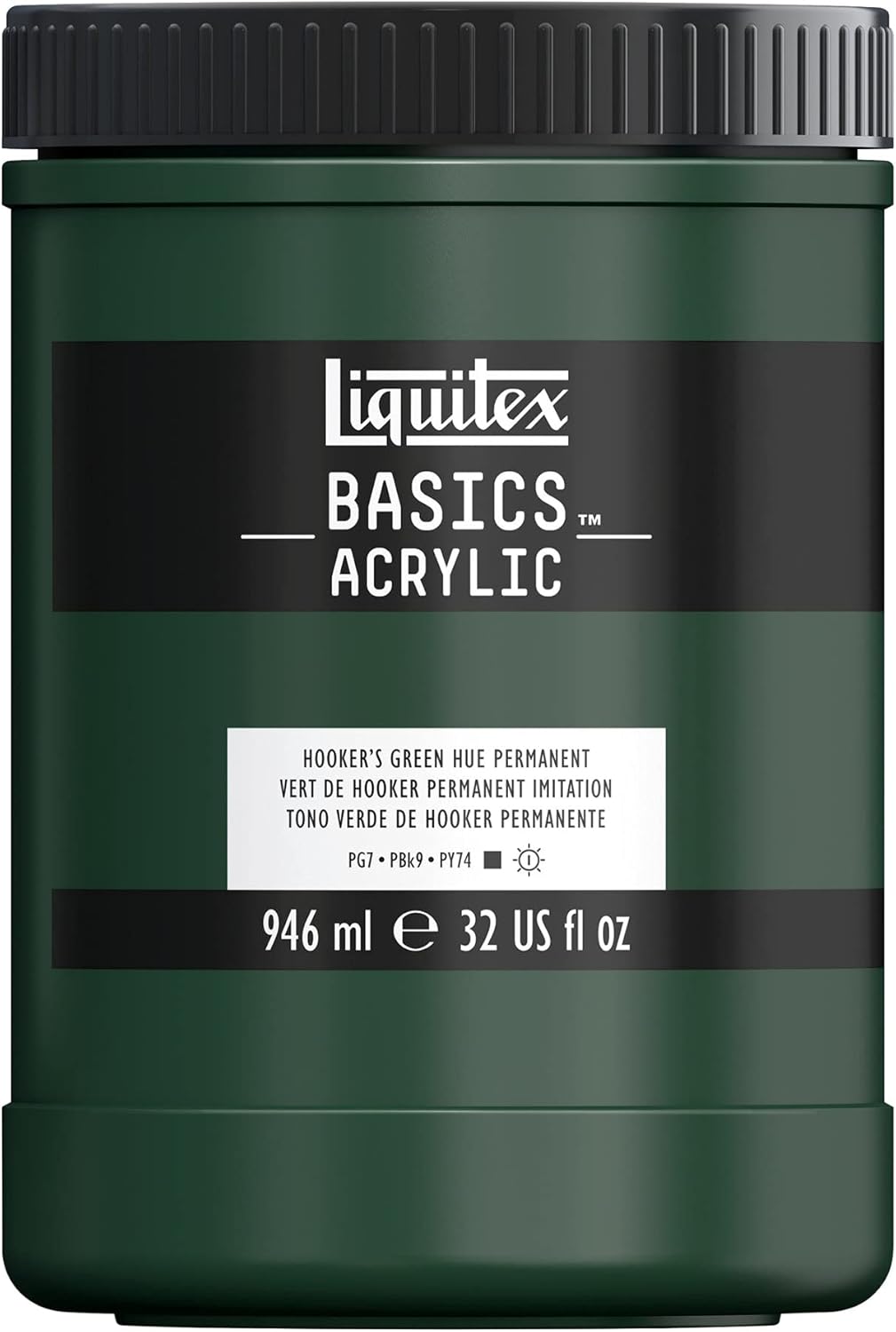Liquitex BASICS Acrylic Paint, 946ml (32-oz) Jar, Hooker’s Green Hue Permanent