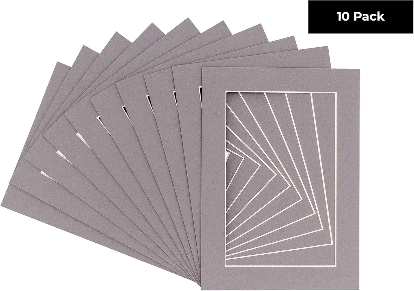5.5x8.5 Mat for 8.5x11 Frame - Precut Mat Board Acid-Free Charcoal 5.5x8.5 Photo Matte for a 8.5x11 Picture Frame, Premium Matboard for Family Photos, Show Kits, Art, Picture Framing, Pack of 10 Mats