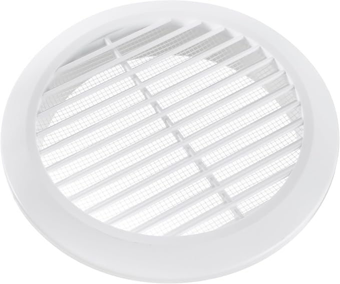 White 6" Inch Round Ventilation Grille with Insect mesh. (Duct 6Ø / Grille 7Ø) Ventilation Applications. Indoor and Outdoor Vent Cover. Available 3 Sizes / 4 Colors.