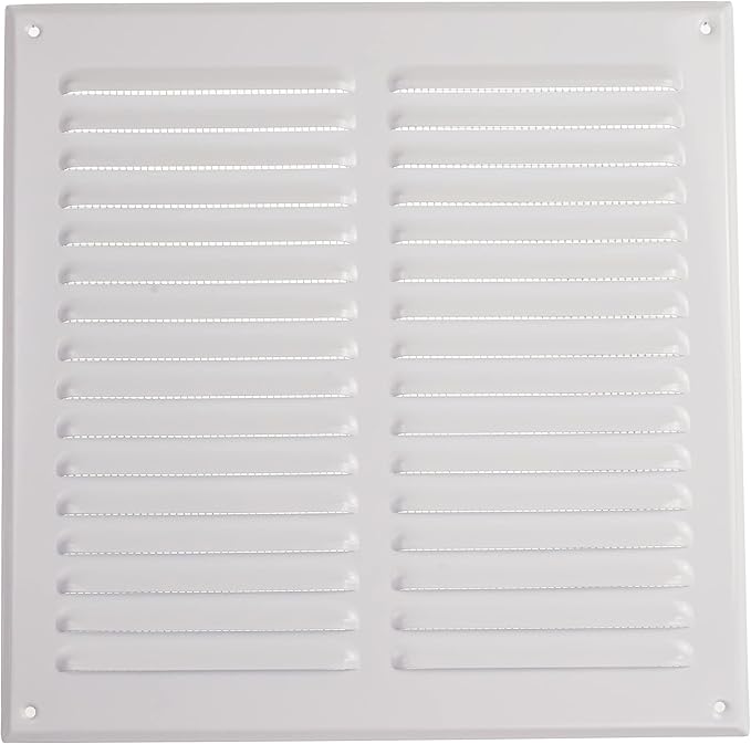 Vent Systems 10 x 10 Inch (Inner) White Vent Cover - Square Metal HVAC Return Air Grille with Mesh Screen - Register Wall Vent Duct Grill - Outdoor, Indoor, Crawlspace - Exhaust Ventilation Grill