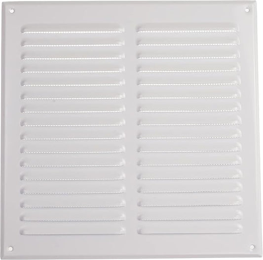 Vent Systems 10 x 10 Inch (Inner) White Vent Cover - Square Metal HVAC Return Air Grille with Mesh Screen - Register Wall Vent Duct Grill - Outdoor, Indoor, Crawlspace - Exhaust Ventilation Grill