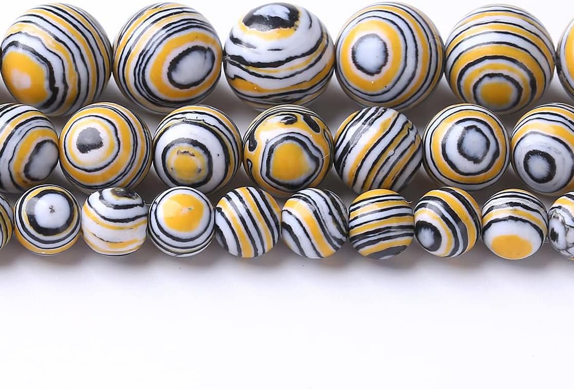32PCS 12MM Yellow Malachite Beads Stone Beads Energy Healing Beads for DIY Jewelry Bracelet Necklace Making for Jewelry Making 15Inch