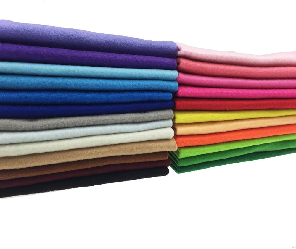 24pcs Thick 1.4mm Soft Felt Fabric Sheet Assorted Color Felt Pack DIY Craft Sewing Squares Nonwoven Patchwork (20 * 20cm)