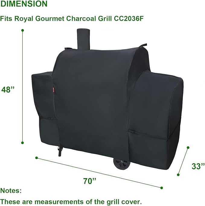 Outdoor Grill Cover for Royal Gourmet CC2036F Barrel Charcoal Grill, Cover Geny Waterproof 600D Heavy Duty BBQ Grill Cover, Charcoal Smoker Grill Covers Fit Royal Gourmet CC Series Grills.