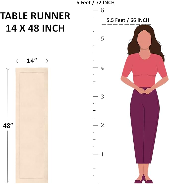 Solino Home Linen Table Runner 48 Inches - 100% Pure Linen Coco Brown and White Buffalo Check Short Table Runner 14 x 48 Inch Ideal for Dresser and Coffee Tables