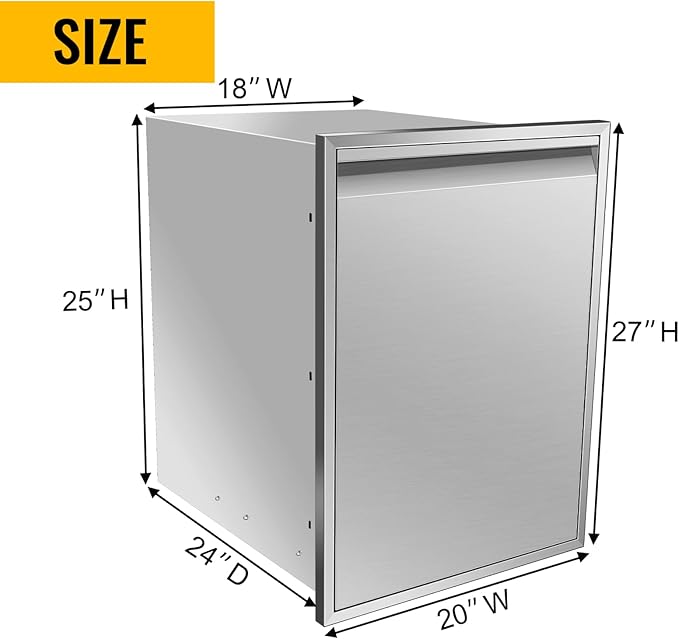 Outdoor Kitchen Stainless Steel Triple Access BBQ Drawers With Handle For BBQ Island Patio Grill Station,Trash Drawer