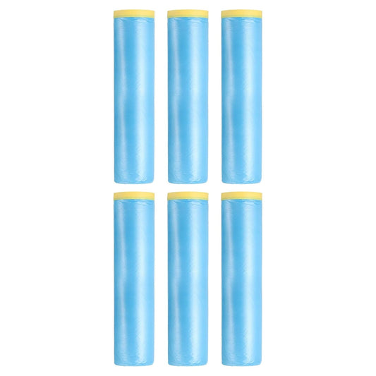 uxcell Pre-Taped Masking Film, 7.9ft x 82ft Plastic Paint Drop Cloth with Medium-Tack Painters Tape for Painting Spraying Protection Blue Film 6Pcs