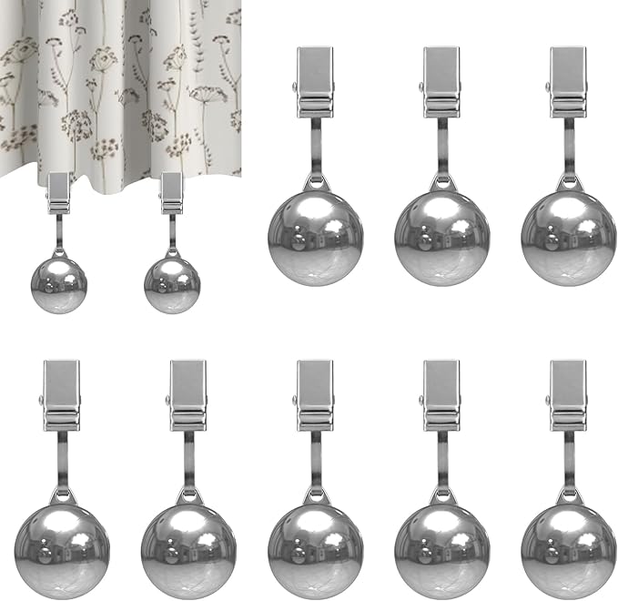 10 Pack Heavy Tablecloth Weights, Stainless Steel Balls with Metal Clips, Curtain Weights for Outdoor, Table Cover Weights for Decoration, Outdoor Picnic, Garden Flag, Family Dinner