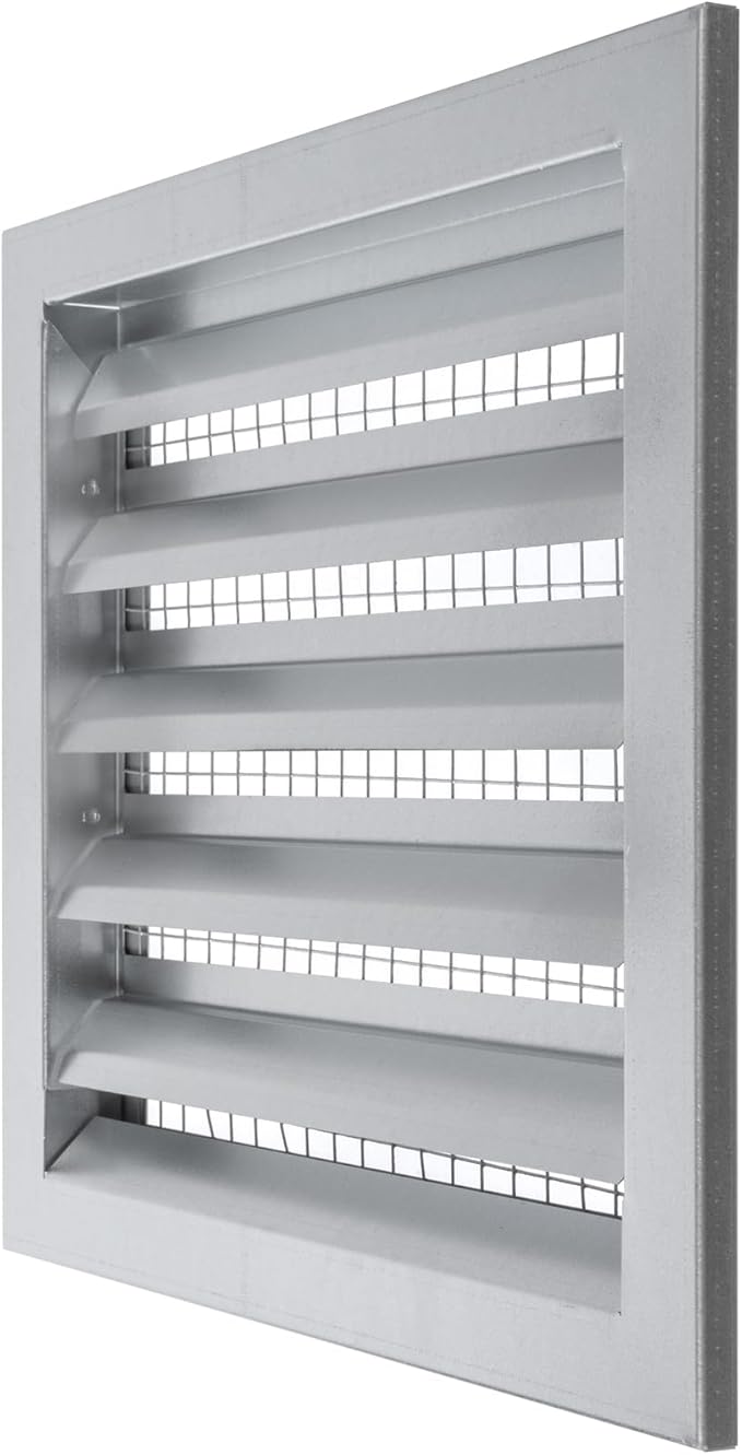 Vent Systems 12" x 12" Inch Galvanized Steel Industrial Gable Vent - Heavy-Duty Louvered Air Intake Exhaust Vent Cover – Outdoor Wall Vent HVAC Grille - Air Return Grille for House Wall Crawl Space