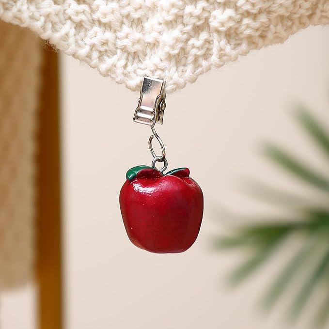 TwoFish Home Set of 4 Resin Red Apple Tablecloth Weights Clips Handicraft Red Apple Tablecloth Clamps Pack of 4