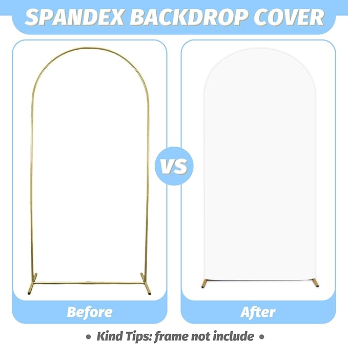 MODFUNS White Arch Cover Set of 3 Fitted Wedding Arch Covers 4ft 5ft 6ft Arched Stand Cover Spandex Arch Covers Stretchy Arches Backdrop Fabric Chiara Cover for Birthday Party Banquet Baby Shower