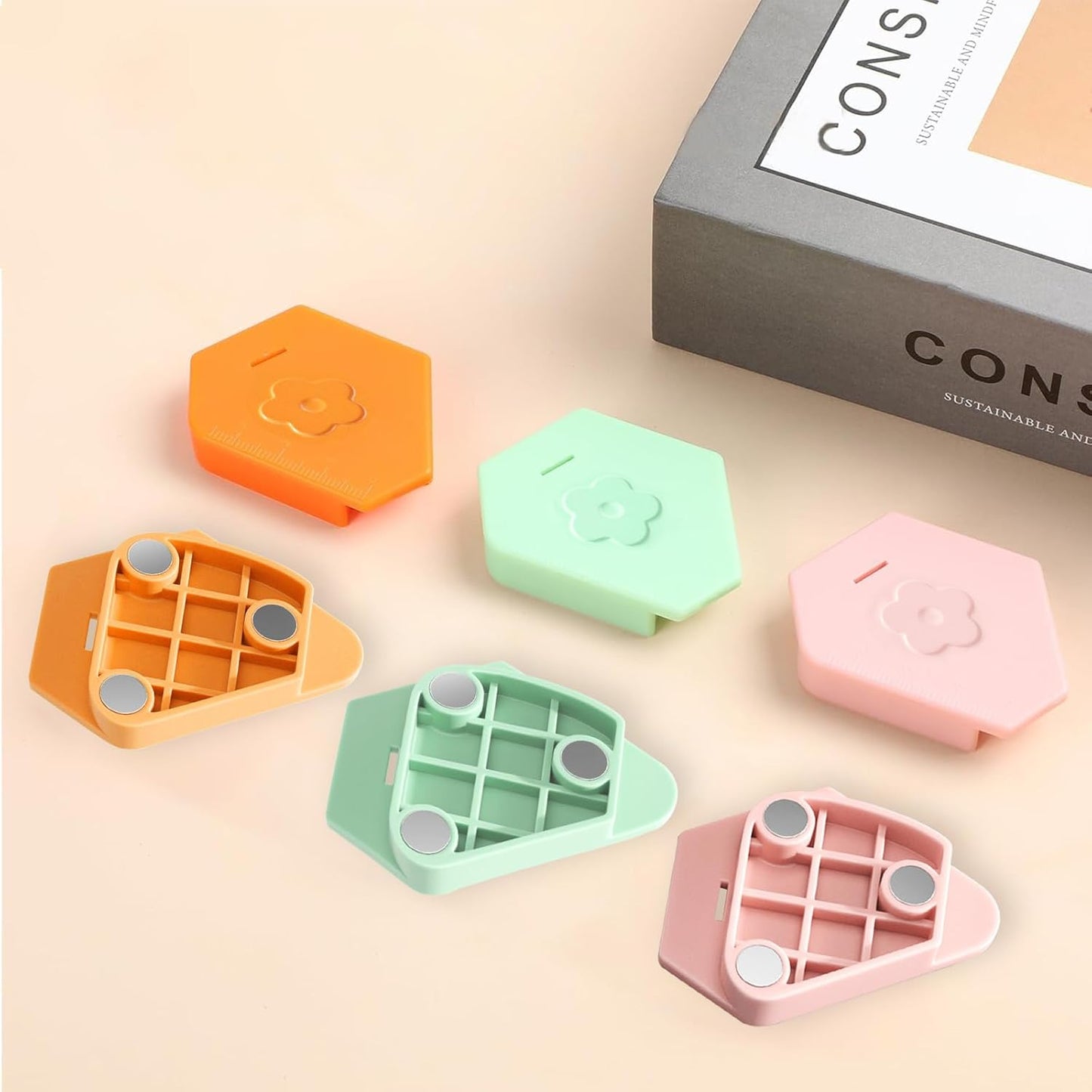 Wshxjzyay 6 Pack Magnetic Seam Guide for Sewing Machine, Multifunctional Polygonal Hemmer Guide with Scale, Universal Sewing Accessories & Supplies for Magnet Making Machine