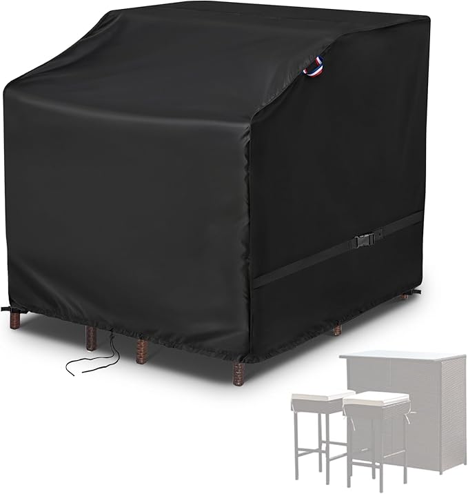 Outdoor Bar Set Cover for 3 Piece Patio Bar Set Wicker Outdoor Table, 41 Inch Waterproof Heavy Duty Patio Bar Set Cover - 41"L x 38"W x 40"H
