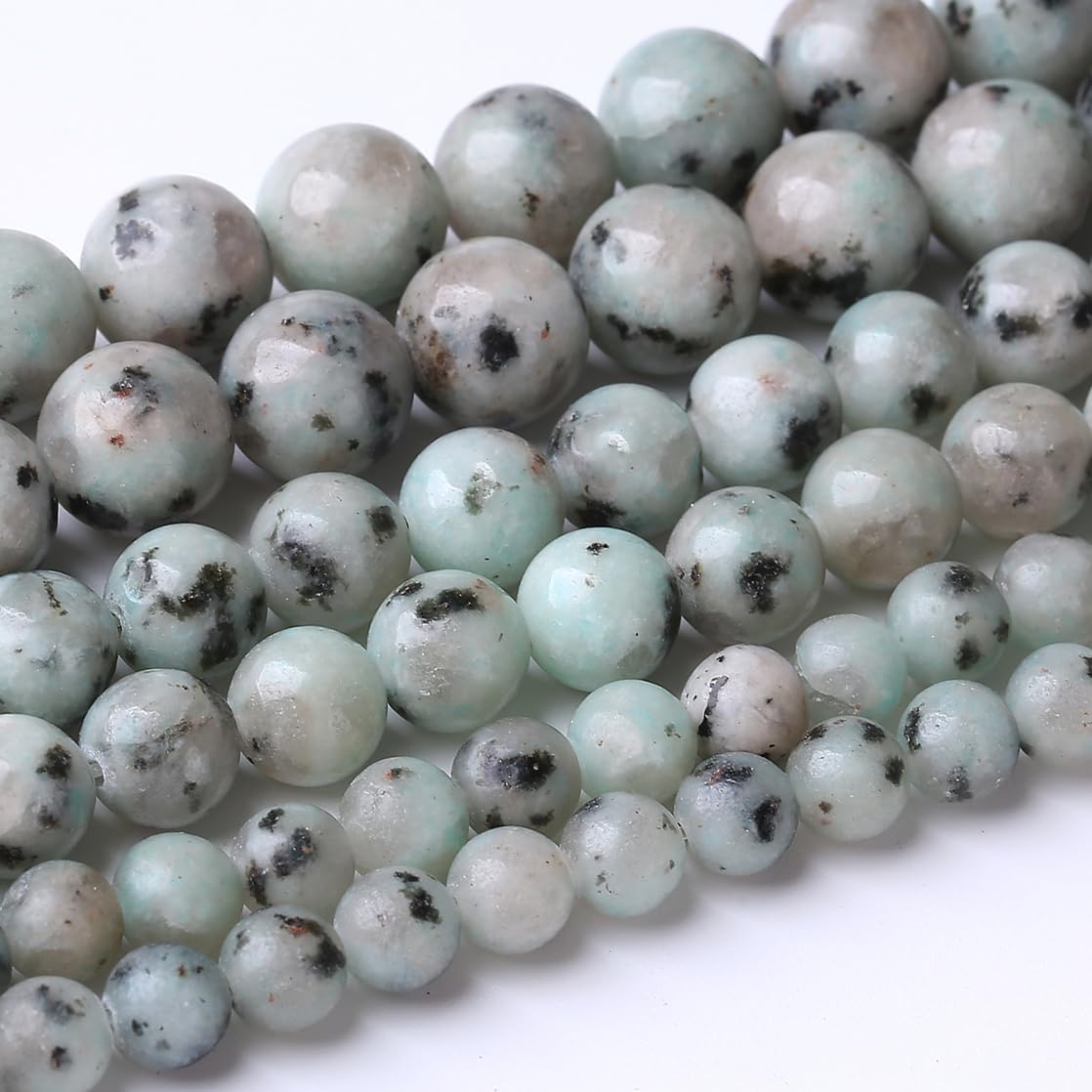 48PCS 8MM Mint Sesame Jasper Stone Beads Energy Healing Beads for DIY Jewelry Bracelet Necklace Making for Jewelry Making 15Inch