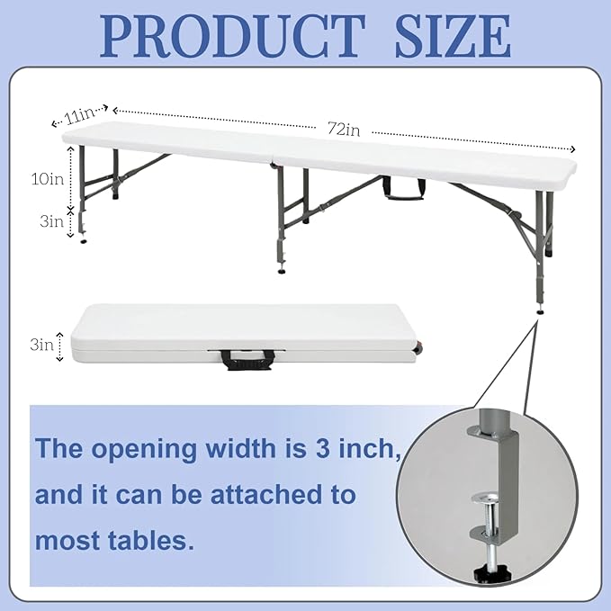 Bar Top Riser Tables Bar Riser with Skirt Mobile Folding Table Foldable Portable Risers for Banquet Events Home Party Picnics Restaurants(Table Not Included)(White,6 ft)