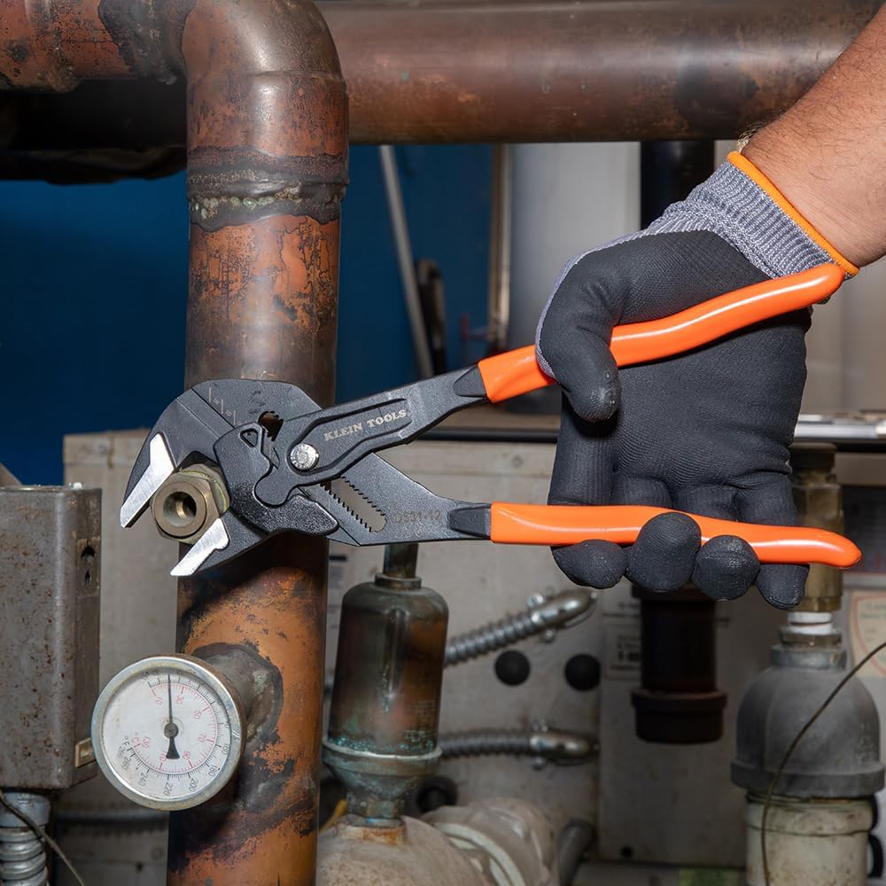 Klein Tools D53112 Compact Plier Wrench, High Leverage Multi-Use Adjustable Plier Wrench with Smooth Jaws, 12-Inch