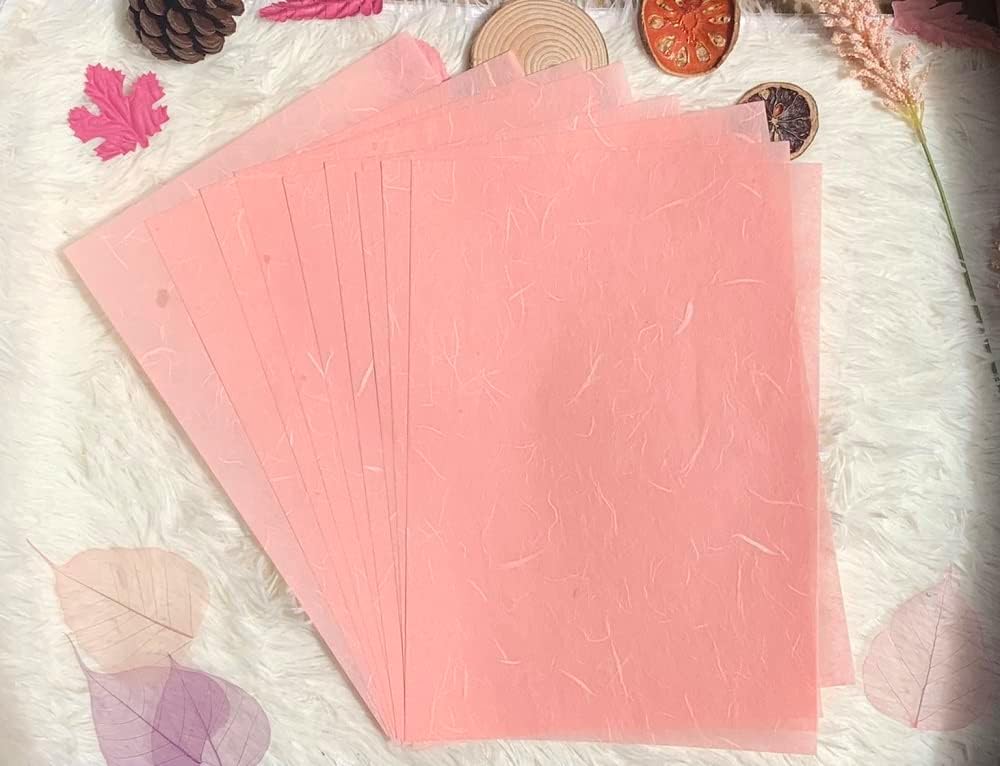 50 Sheets A4 Natural Fiber Mulberry Tree Mulberry Paper Sheets Art Tissue Washi Paper Design Craft Art Origami Suppliers Card Making DIY Crafts (Wedding Tone, A4)