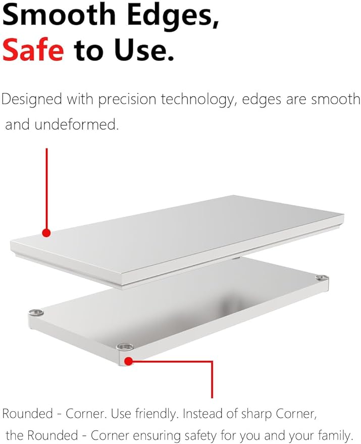 Stainless Steel Commercial Kitchen Prep Table, 39x20 Inch, NSF Work Table with Undershelf, 5-Layer Wire Drawing Process, Easy Installation (39IN*20IN*30IN*Double-Deck Workbench)