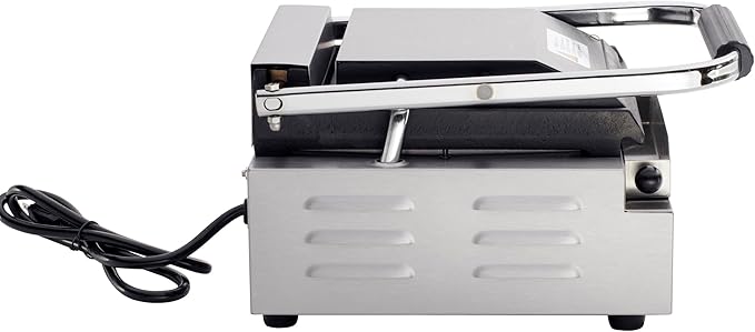 Kratos Commercial Electric Panini Sandwich Grill with Smooth Plates, 9" x 9" Cooking Surface, Commercial Countertop Panini Press, 120V, 1750W (29Y-018)