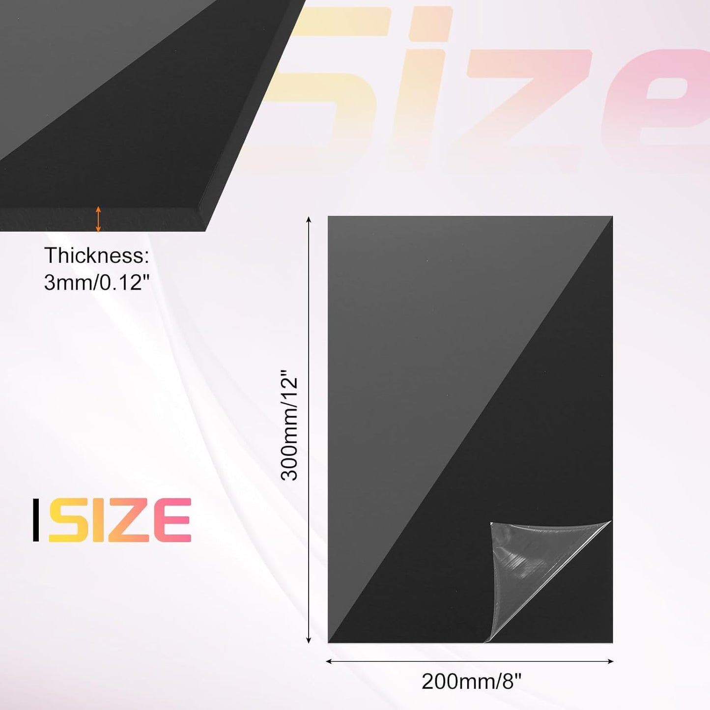 uxcell Acrylic Sheets 12x8 Inch Acrylic Panel 1/8 Inch-3mm Plastic Board for Picture Frames Sign Holders DIY Display Projects Craft, Clear Black