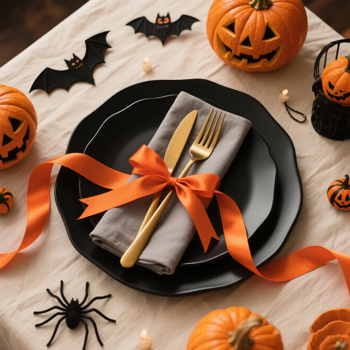 Orange Ribbon 3/8" Wide x 100 Yards, Orange Ribbon for Gift Wrapping, Halloween, Christmas, Wedding, Thanksgiving, Easter