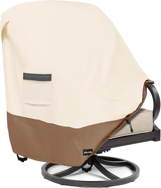 Patio Chair Covers,600D Waterproof Heavy Duty Outdoor Lawn Patio Furniture Covers,Patio Swivel Chair Covers for Outdoor Furniture,(35W x 37D x 36H inches) Beige&Brown