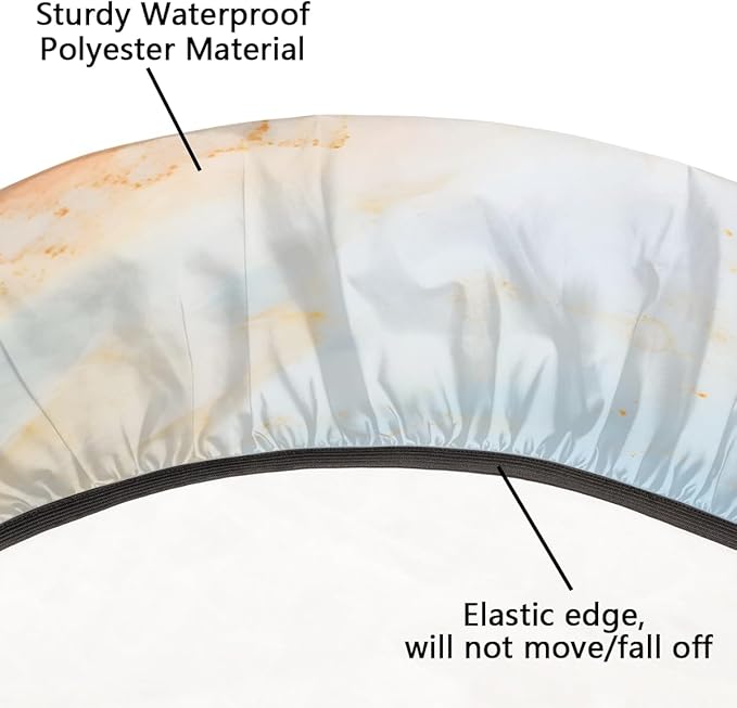 Marble Ripple Orange Blue Round Table Cloth Cover, Elastic Edge Waterproof Wipeable Tablecloths 45"-56" Polyester Tablecloth for Party Restaurant Banquet Holiday Camping Outdoor Picnic