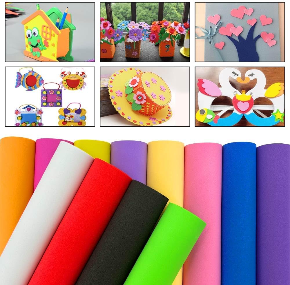 60 Pack EVA Foam Sheets, 12 x 8 Inch, 1mm Thick, Assorted 15 Colors Crafting Sponge Foam Paper for School Scrapbooking and DIY Craft Projects