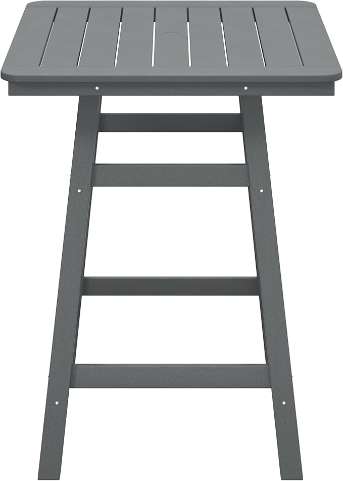 Costaelm Outdoor Bar Table, 37" Counter Height Square Patio Cocktail Bar Table with Umbrella Hole, Patio Bistro Dining Pub Table for Front Porch Deck Backyard Garden, Gray
