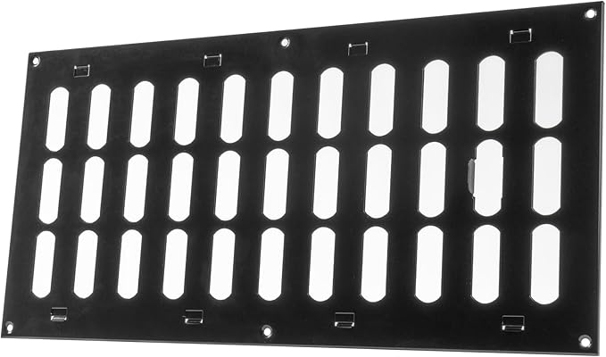 Vent Systems 16" x 8" Inch Metal Air Return Vent Cover - Black Adjustable Return Air Grill - Open/Close Air Supply Intake Vents for Home Wall and Ceiling - HVAC Wall Grille for Indoor and Outdoor Use