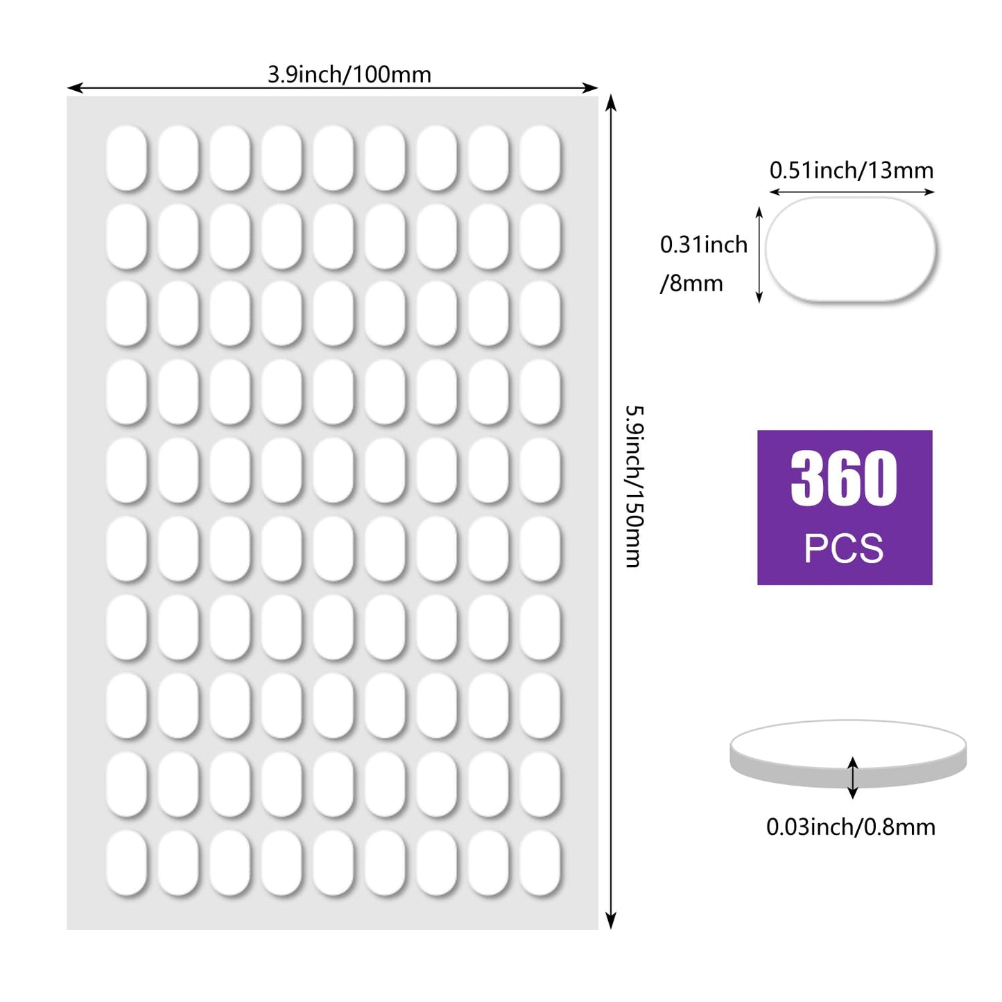 360 Pcs Double Sided Sticky Dot, Sticky Tack Poster Stickers Round Clear Stickers, No Trace Poster Adhesive Putty Removable Waterproof Adhesive Dots for Festival Decoration Sticky Dot (0.31" X 0.51")