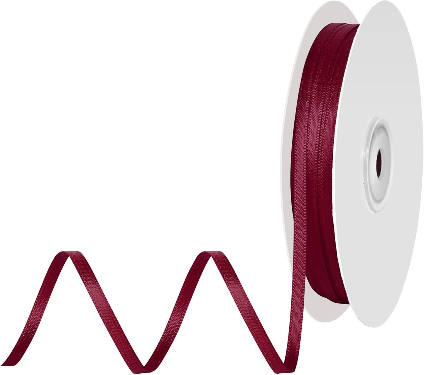 1/8 Inch X 100 Yards Wine Red Satin Thin Ribbon Solid Color Double Faced Ribbons Perfect for Crafts Wedding Decor Bow Making Arts Sewing and More