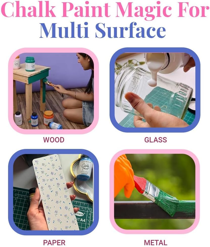 GRANOTONE Chalk Paint for Furniture | Matt-Finish Water-Based Acrylic Paint for Wood, Walls, Metal, Glass, Paper, Fabric Canvas | Maximum Coverage Chalk Paint for Kids & Adults, 120 Ml (VERVE VIOLET)