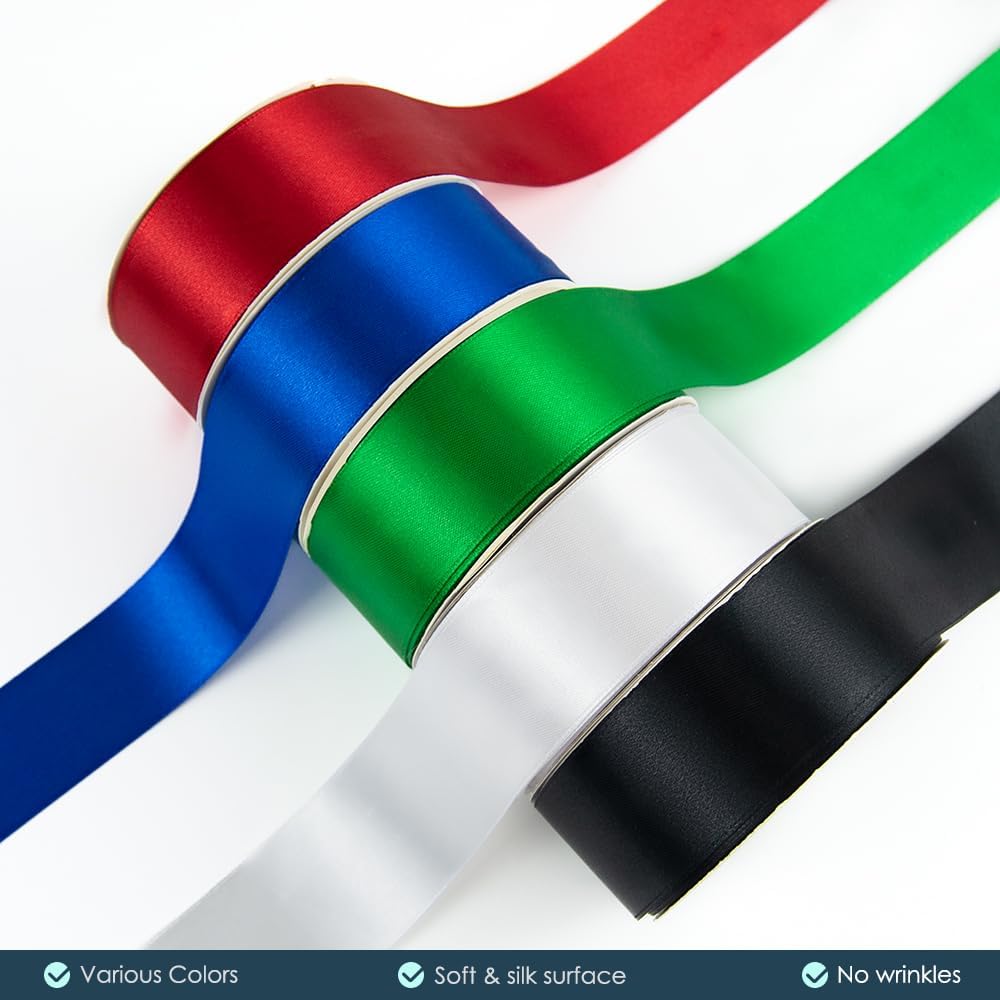 KMER LIFE 1-1/2" Wide x 50 Yards Pink Single Faced Polyester Satin Ribbon, Pink Satin Ribbon Perfect for Wedding Decor, Wreath, Crafts, Gift Wrapping & Other Projects (Pink)