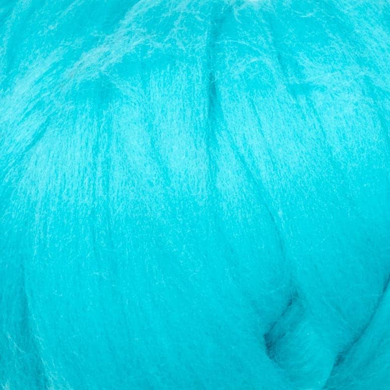 Kondoos Colored Natural Wool roving, 8 OZ. Best Wool for Needle Felting, Wet Felting, handcrafts and Spinning. (Cyan)