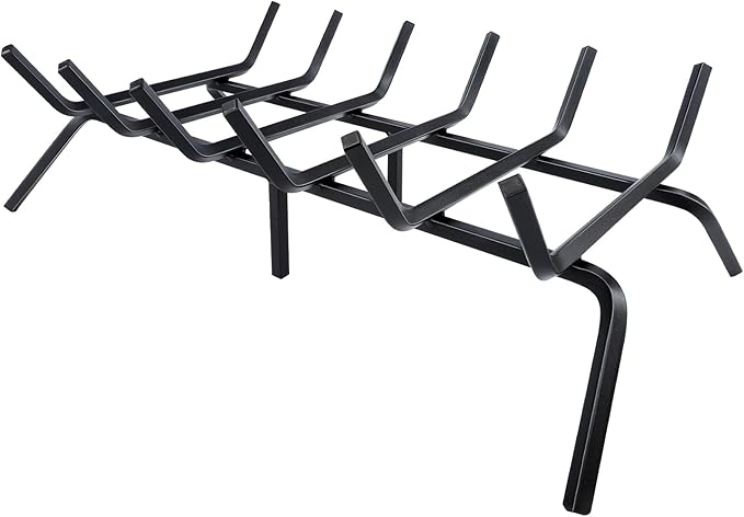 Fireplace Grate,Fireplace Log Holder,27 inch Heavy Duty Solid Cast Iron FIrewood Log Burning Rack for Inside The Fireplace Accessories Outood Fire Pit Kindling Fireplace Tools