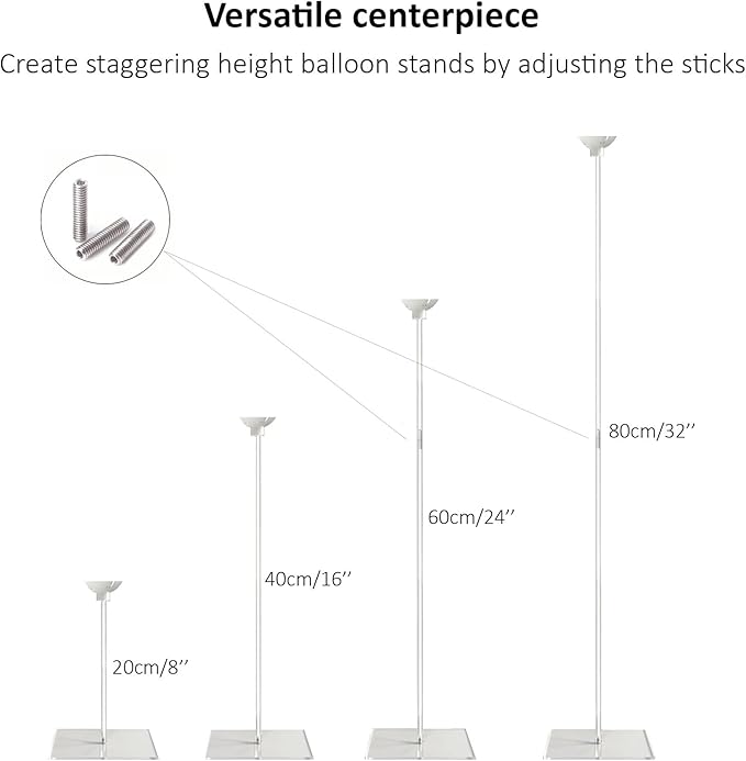 Reusable Acrylic Balloon Stand Kit – Heavy Duty Tabletop Display with Sticks and Base, Ballon Stands for Centerpieces, Centerpiece Table Decorations for Parties (6 Pack 24 inch)