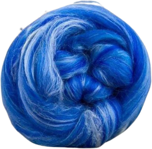 Revolution Fibers – Constellation Range Roving (8 Ounces) | Multicolored Tonal Blend of 70% Dyed Merino and 30% Tussah Silk Combed Top | Soft Fiber for Felting, Spinning, Knitting (Aquila Blue)