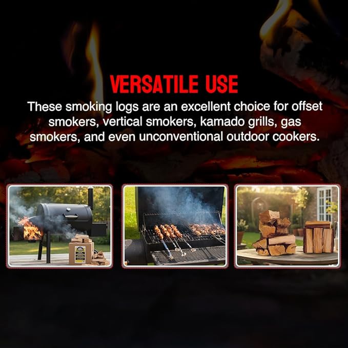 Smoking Wood Mini Splits, 6-Inch Firewood Logs, Naturally-Cured Cherry Hardwood for Wood-Fired Ovens, Smokers, BBQ & Charcoal Grills, USA Made, 12-17 lbs., 800 Cubic Inches