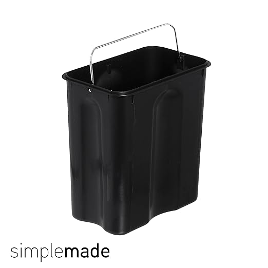 SIMPLEMADE Rectangle Step Trash Can - 5 Liter / 1.3 Gallon - Small with Lid, Stainless Steel for Bathroom | Office | Garbage | Metal Wastebasket (Black)