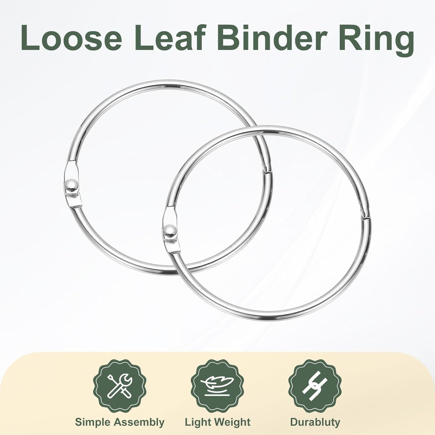 PATIKIL 2" x 2.2" Loose Leaf Binder Rings, 30 Pcs Metal Book Rings Nickel Keychain Ring for Paper Index Cards Flash Card Notebook Rings Office Home Book Binder, Silver Tone