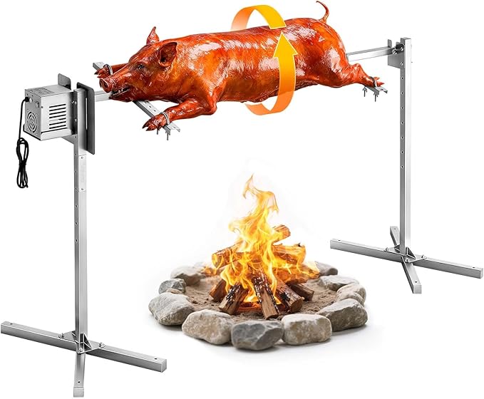 VEVOR Rotisserie Grill, 52in Electric Rotisserie Grill Kit 8 Level Height, BBQ Grills Rotisseries Kit with 88 lbs Load Capacity, Asador de Puerco, Stainless Steel Automatic Grilling Kits for Parties