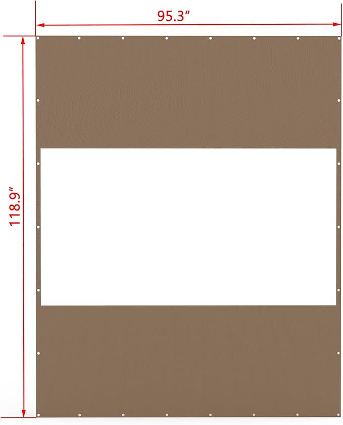 Domi Heavy Duty Outdoor Clear Panel Curtain, 18 oz Waterproof PVC Polyester Curtain, Weather Resistant & Tearproof for Patios, Gazebos, Pergolas, Privacy Screen (10'H x 8'W, Brown)