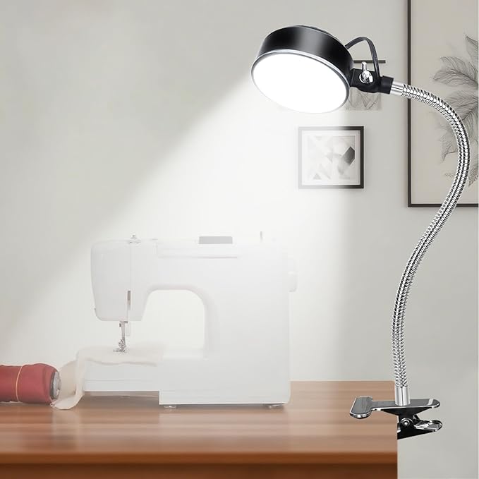 Clamp Light, LED Work Light with Flexible & Strong Clip for Workshop, Sewing, Lathe, Bandsaw, Workbench, Desk, Bright Small Area Task Lighting, 2000 Lumens, Silver