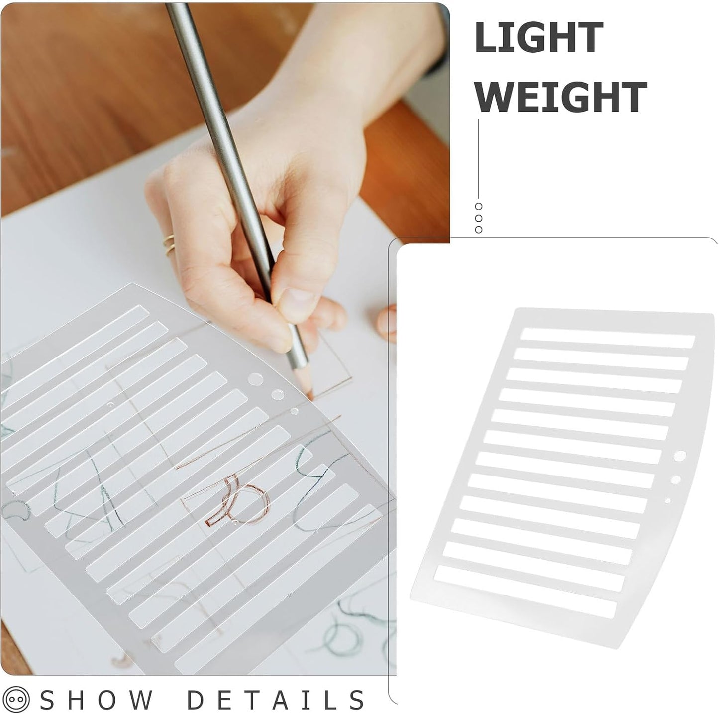 Straight Line Stencil Template, Line Drawing Stencil, Writing Template, Lettering Guide, Paper Scale Measuring Ruler for Paper Card