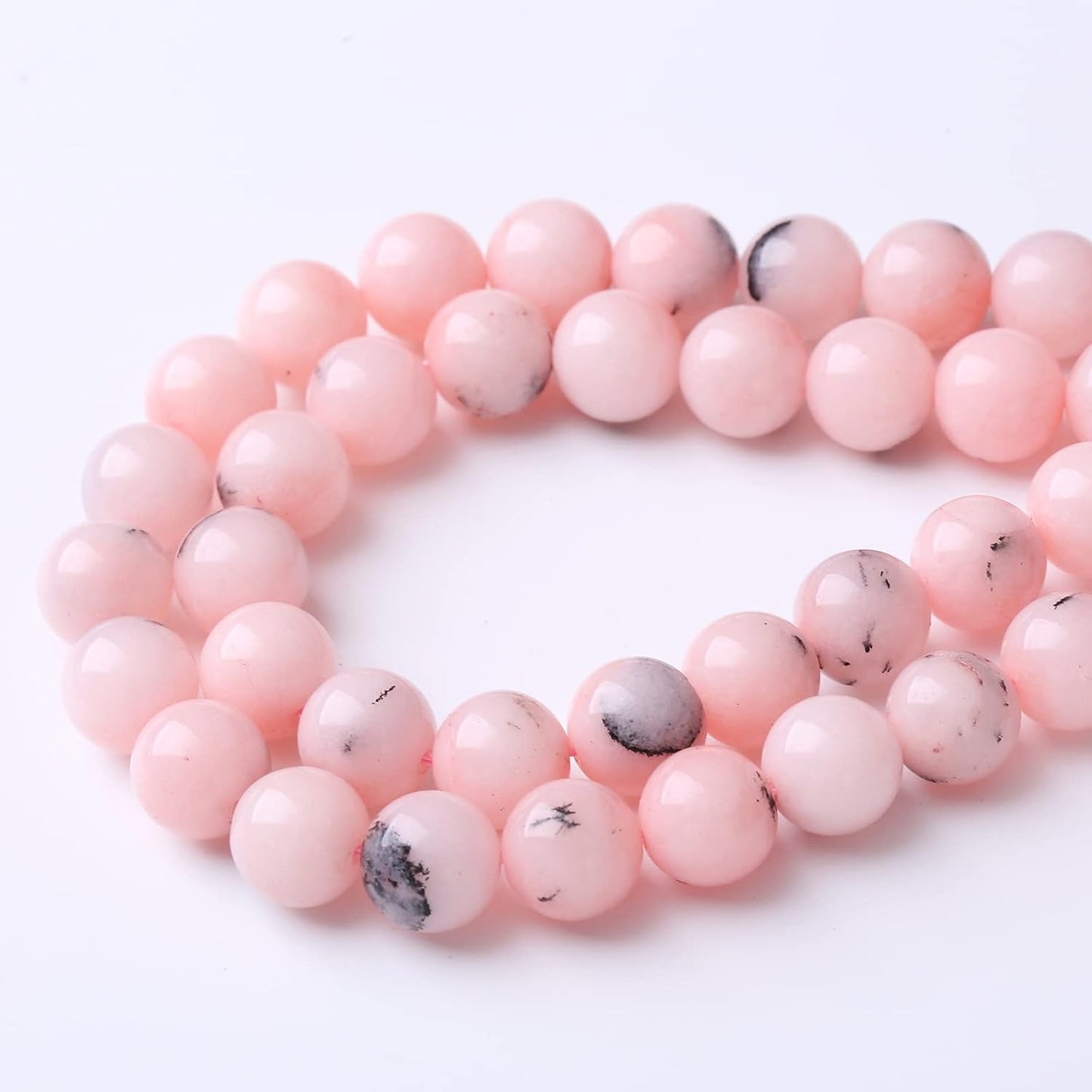 35PCS 10MM Natural Pink Opal Stone Stone Beads for Jewelry Making DIY Energy Stone Healing Power Bracelet 15"