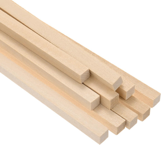 10-Pack Wood Square Dowel Rods, 5/16 x 12 Inch Unfinished Wooden Square Dowel Rod, Hardwood Square Dowel Sticks for Crafts/DIY Projects/Models Making [Wood Color]