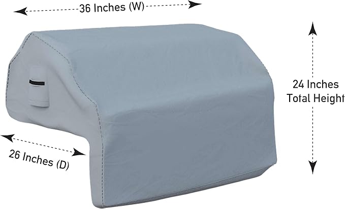 Covers & all Built-in Outdoor Grill Cover, Durable Heavy Duty 18 Oz Waterproof Cover Tuff Material with Air Pocket & Elastic for Snug Fit (36" W x 26" D x 24" H inches, Gray)
