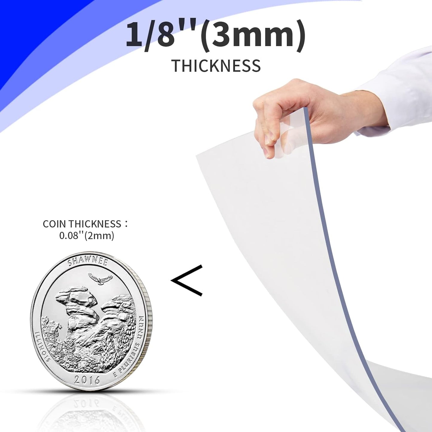 Art3d (2 Pack) 1/8" Thick Plexiglass Sheets - 24" x 12" PET Clear Sheets for Art Design，Craft Projects, Signs, DIY in Home, Wedding, Festival,Party,Office